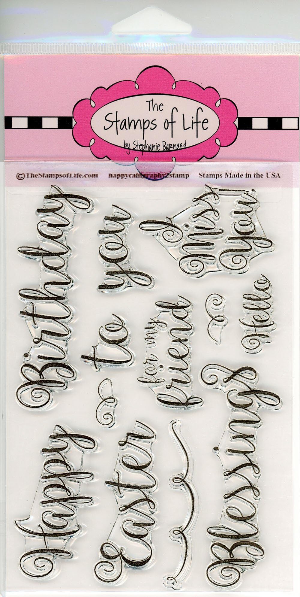 Script Font Calligraphy Sentiment Stamps for Card-Making and Scrapbooking Supplies by The Stamps of Life - HappyCalligraphy2Stamp