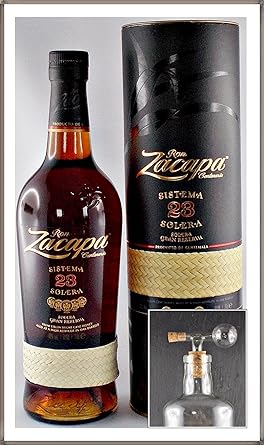 Ron Zacapa 23 Centenario Sistema Solera Rum & 1 Flaschenportionierer aus Echtglas, kostenloser Versand