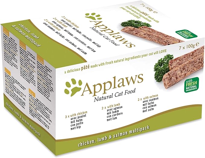 Applaws 100 Natural Wet Cat Food Pate Multipack,Chicken, Lamb and