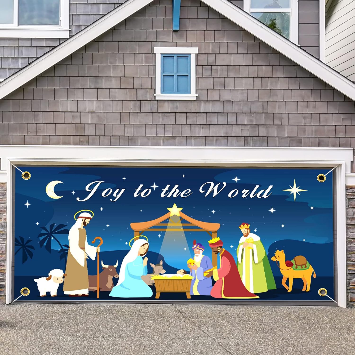 Garage Door Decorations - Christmas Banner Garage Door Decorations Christmas Backdrop Decoration Winter Large Door Cover Decoration Indoor Outdoor for Christmas Holiday Party Supplies, 6 x 13 ft (Nativity)
