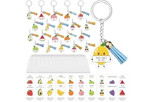 30 Set Inspirational Employee Appreciation Gift Bulk Emotional Support Keychain with Tassels Positive Card Acrylic Fruit Keyr