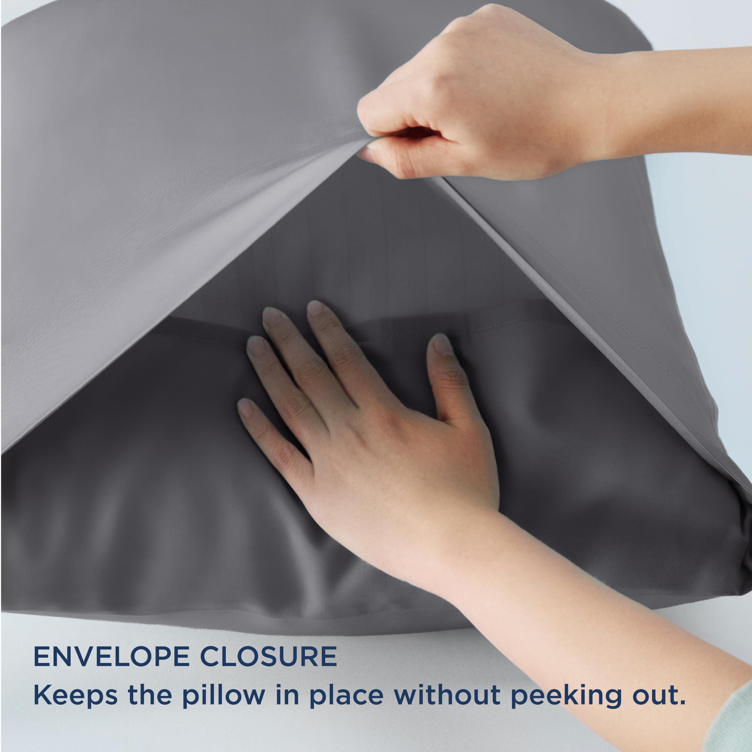 Bedsure Pillow Cases Queen Size Set of 2, Rayon Derived from Bamboo Cooling Pillowcases for Hot Sleepers, Soft & Silky Pillow Covers with Envelope Closure, Dark Grey, Gifts for Women Men, 20x30 Inches - Image 6