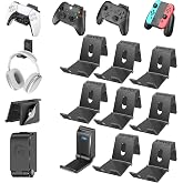 OIVO Controller &amp; Headset Wall Mount Holder Stand, Foldable Headphone Stand, Gaming Controller Holder Hanger Hook, Universal Storage Organizer Controller/Earphone/Game Accessories-9 Packs