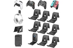 OIVO Controller & Headset Wall Mount Holder Stand, Foldable Headphone Stand, Gaming Controller Holder Hanger Hook, Universal Storage Organizer Controller/Earphone/Game Accessories-9 Packs