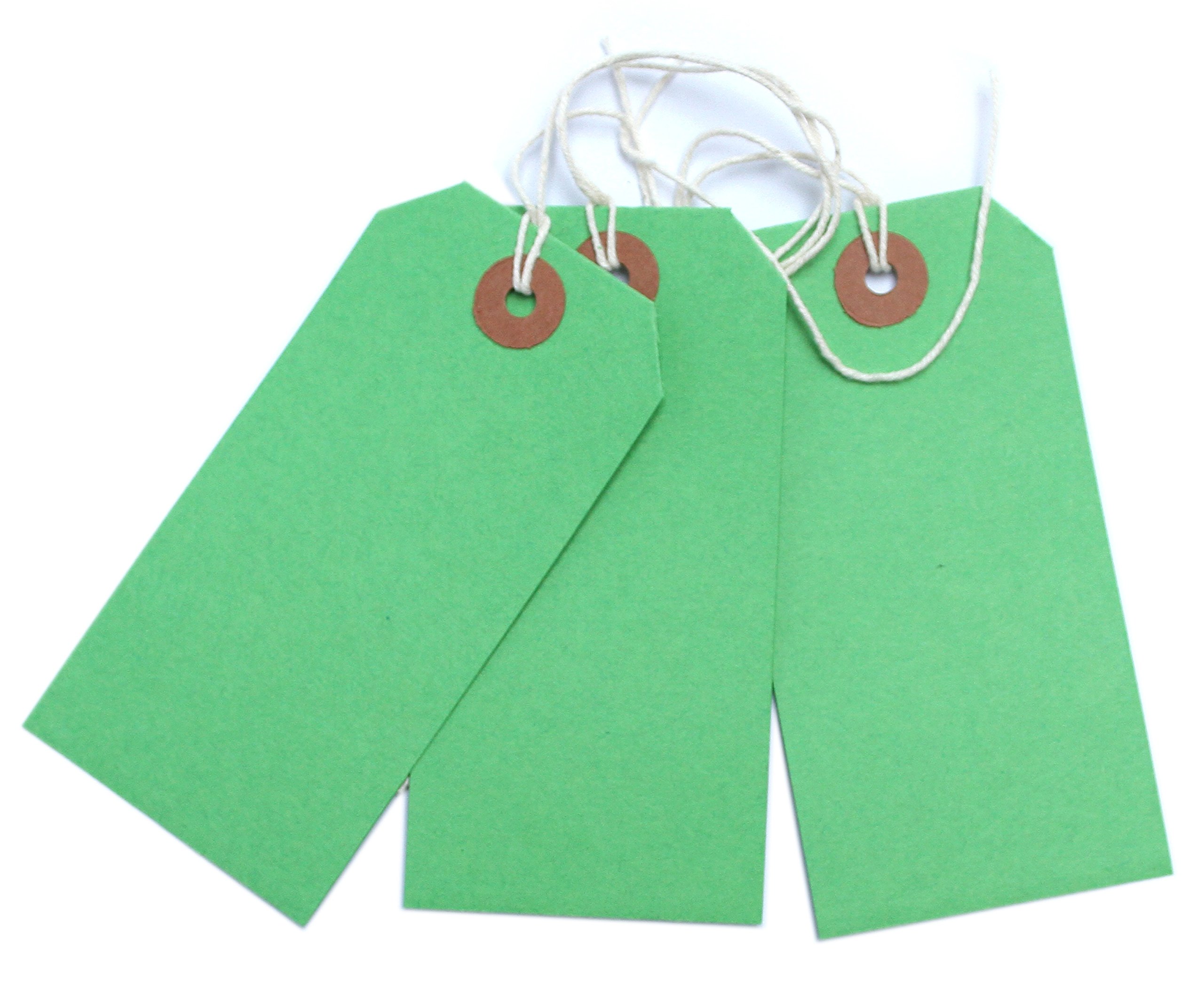 100 Green Luggage Labels Gift Strung Tags Cotton String Reinforced