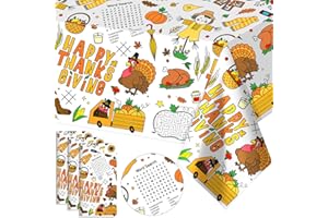 Windkream 4 Pcs Fall Thanksgiving Coloring Tablecloth 108 x 54 Inch Giant Coloring Banner Crafts Turkey-Themed Thanksgiving Day Party Poster for Kids Adults Birthday Activity Party Gifts Supplies