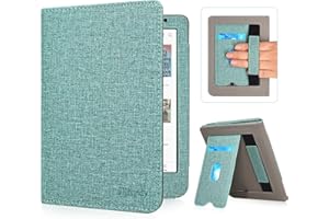 JKhandy Stand Case for Kobo Clara BW/Colour 6 Inch 2024 Release, Premium PU Leather Sleeve Cover with Card Slot, Hand Strap a