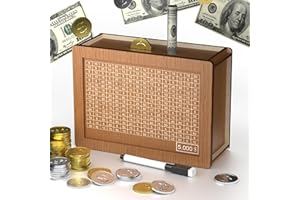 HOPEFIRE 5000 Savings Challenge Box, Wooden Money box for cash saving, Kakeibo Money Saving Box with Numbers, Cash Vault Wooden Saving Box, Wooden piggy bank with Erasable Pen, Alcancias De Dinero Para Adultos