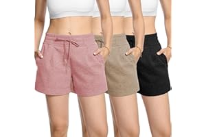BVNSOZ 3-4 Pack Womens Athletic Shorts High Waisted Workout Shorts Drawstring Running Gym Shorts with Deep Pockets
