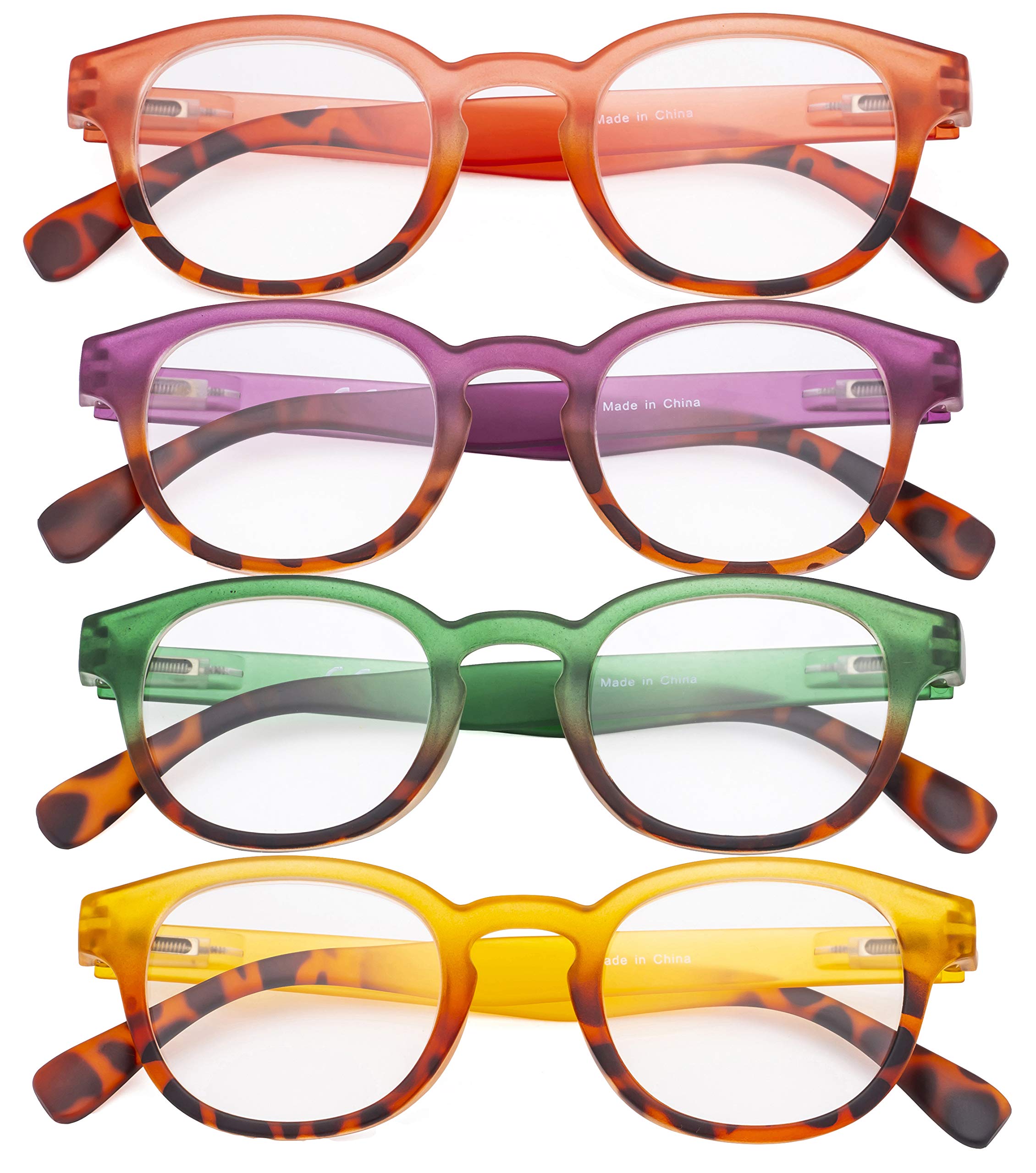 CessBlu 4 Pack Ladies Reading Glasses Stylish Readers for Women Reading +1.0