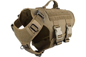 ICEFANG GN3 Tactical Dog Harness with 6X Buckle,Dog Molle Vest with Handle,3/4 Body Coverage,Hook and Loop Panel for ID Patch,No Pulling Front Clip (L (28"-35" Girth), Coyote Brown)