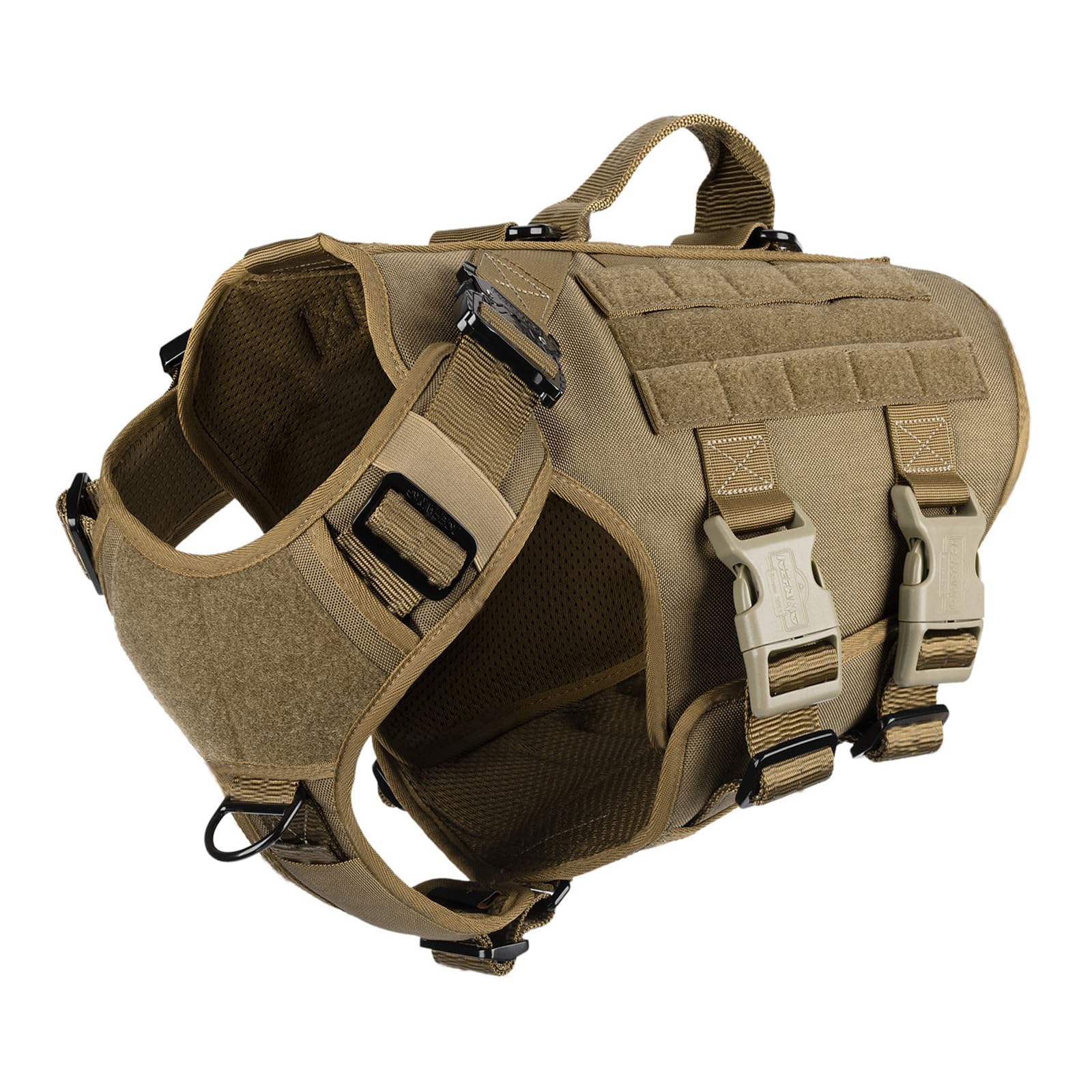 Photo 1 of ICEFANG GN3 Tactical Dog Harness with 6X Buckle,Dog Molle Vest with Handle,3/4 Body Coverage,Hook and Loop Panel for ID Patch,No Pulling Front Clip (XL (32"-40" Girth), Coyote Brown)