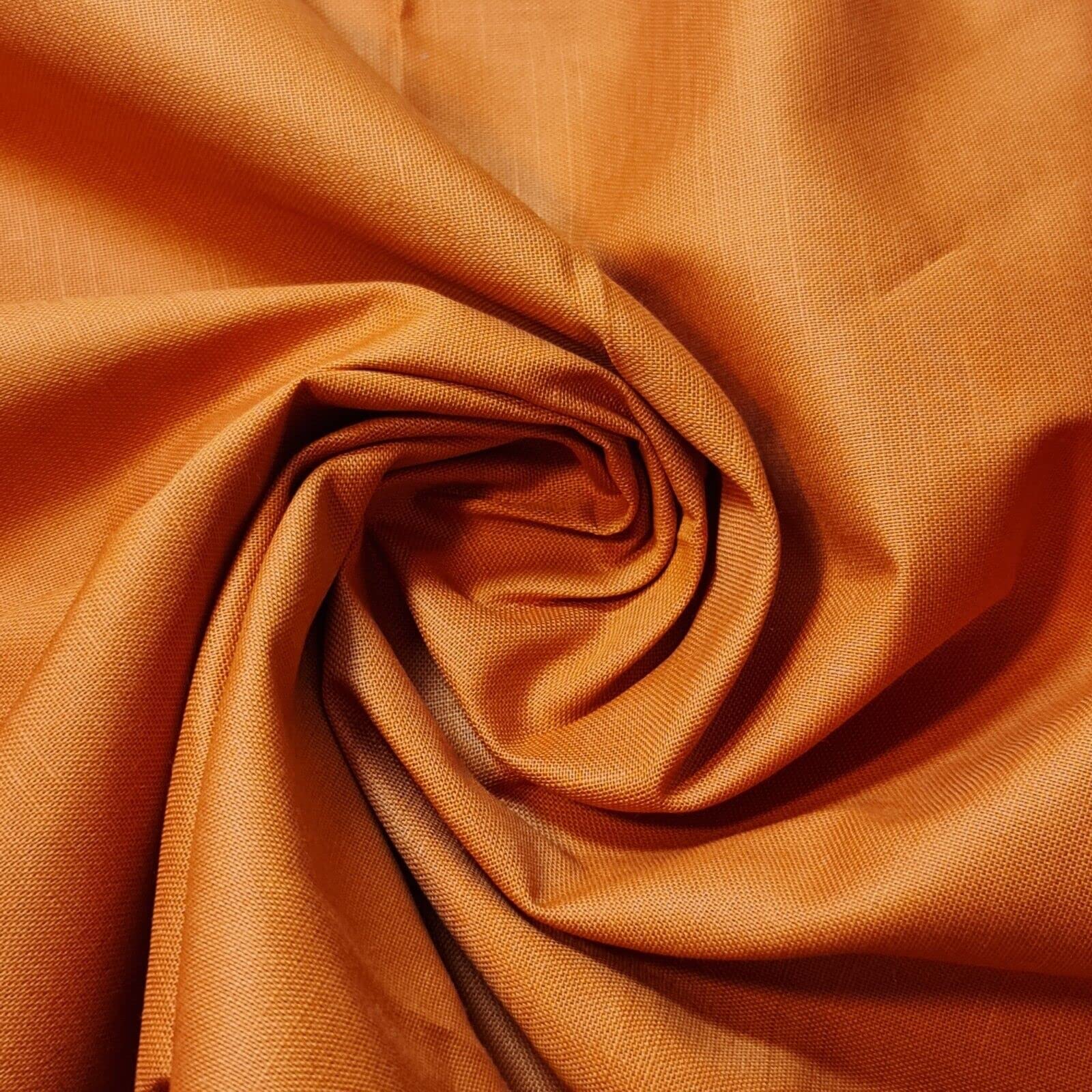 100% Cotton Rich Linen Poplin Dress Craft Fabric Material 58'' - 150 cm Wide Sold As 1 Meter Pre - Cut Lengths (Available in 13 Colours) (Orange) (IN10)