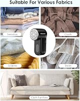 homeasy Fabric Shaver Portable Lint Remover 2 Speeds 6-Leaf Blades Black view 7