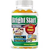 BrightStart Focus Gummies for Kids with Omega 3 EPA DHA – Brain Vitamins Supports Focus, Memory & Attention for Children & Teens | Non-GMO Chewable Supplement, 60 Gummies