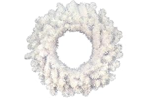 Vickerman 24" Crystal White Spruce Artificial Christmas Wreath, Unlit - Faux Spruce Christmas Wreath - Seasonal Indoor Home Decor