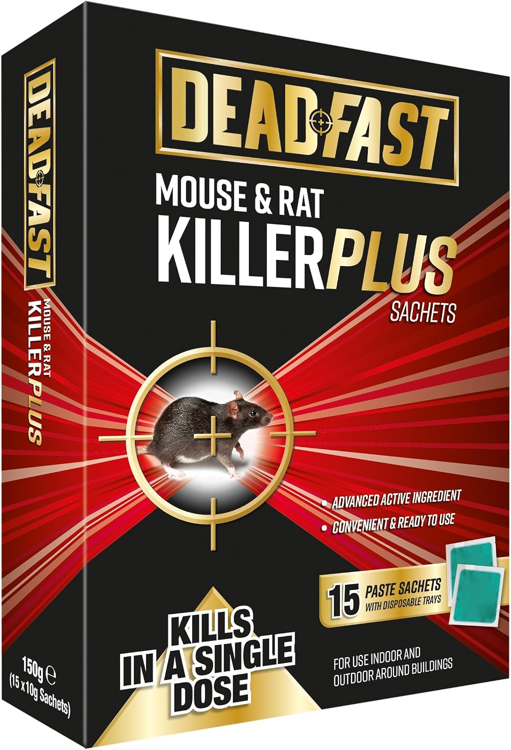 Deadfast Mouse and Rat Killer Plus Poison 15 Sachets Green