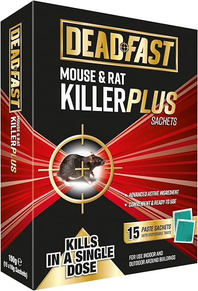 Deadfast Mouse and Rat Killer Plus Poison 15 Sachets Green