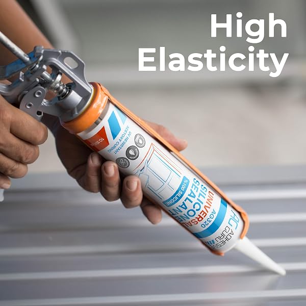 ADHESIVE GURU ALL PURPOSE CLEAR SILICONE SEALANT WATERPROOF (12 X 10.15 FL.OZ.), 100% SILICONE CAULK, WEATHERPROOF & FLEXIBLE ADHESIVE SEALANT FOR INDOOR AND OUTDOOR USE, TRANSPARENT -12 PACK