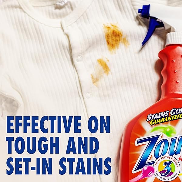 ZOUT LAUNDRY STAIN REMOVER SPRAY, TRIPLE ENZYME FORMULA REMOVES THE TOUGHEST STAINS, MADE IN THE USA, 22 OUNCE BOTTLES, 2-PACK