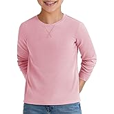 Haloumoning Kids Boys Casual T Shirts Waffle Knit Long Sleeve Crewneck Cute Loose Fall Tee Tops 5-14 Years