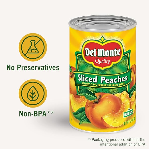 DEL MONTE SLICED YELLOW CLING PEACHES IN HEAVY SYRUP, 24 PACK, 15.25 OZ CANS