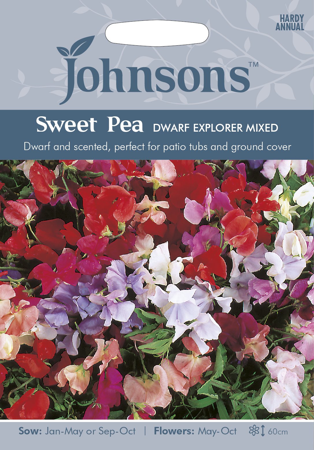 Johnsons 17288 Flower Seeds, Sweet Pea Dwarf Explorer Mixed