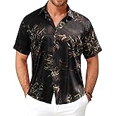 GIANZEN Men’s Hawaiian Shirt Short Sleeve Floral Button Down Casual Beach Vacation Party Shirt
