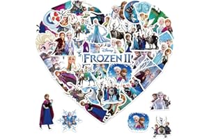 JJLIN 50Pcs Mixed Cartoon Frozen Stickers Gifts for Kids Girl Laptop, Cute Waterproof Vinyl Cartoon Princess Decal for Teen Water Bottle Bike Guitar Phone Skateboard Luggage (Fr)
