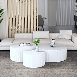 KEVINSPACE Round Coffee Table Set of 3, Modern