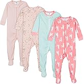 Gerber Baby Girls Baby-girls 4-pack Footed Pajamas