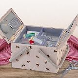 Hobby Gift Large Sewing Box Twin Lid with Handle Cotton Basket Bees 25x25x17cm view 5