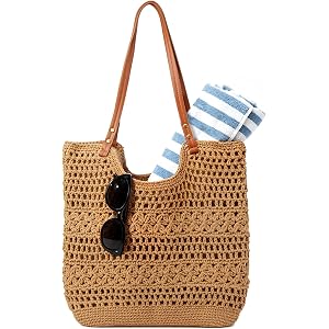 Leotruny Crochet Beach Bag for Women: Made with Woven Yarn Texture | Lightweight and Stylish for the Beach Vacation