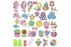 Svance 5D Diamond Art for Kids - 30Pcs Mermaid Diamond Painting Stickers Gem Art Diamond Painting Kits Diamond Paint by Numbers Arts and Crafts for Girls Ages 6-8-12