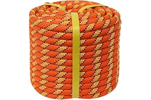 CRAYZA Double Braided Arborist Rigging Rope (1/2 in x 150 ft) Strong 48 Strands Polyester Rope for Climbing Tree Work Pulling Swing Sailing, Orange