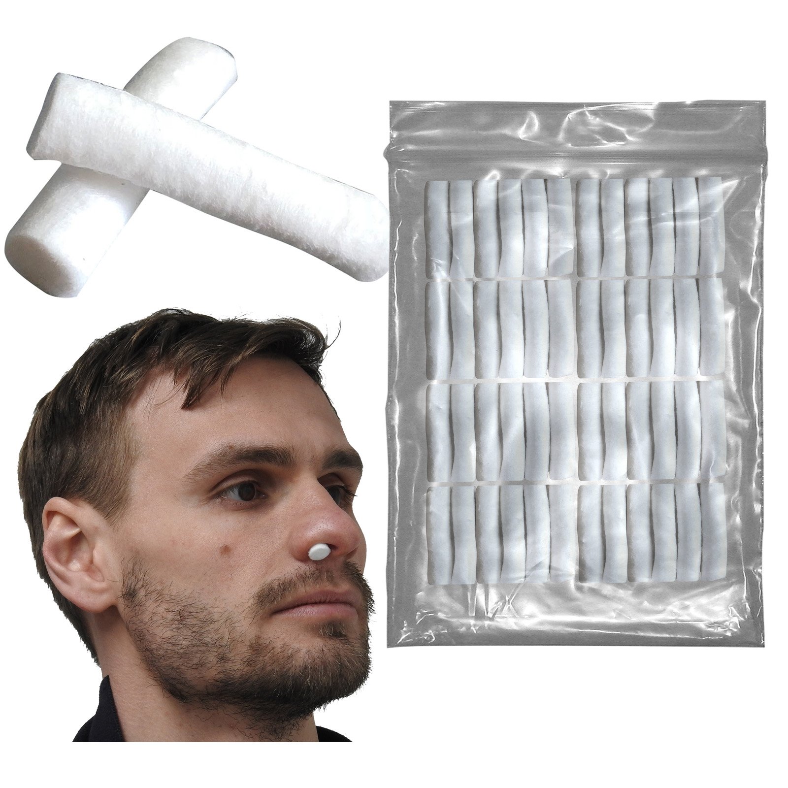 Steroplast 100% Cotton Wool 3cm Sports Rugby Football MMA Nose Bleed Plugs - 48 Pack