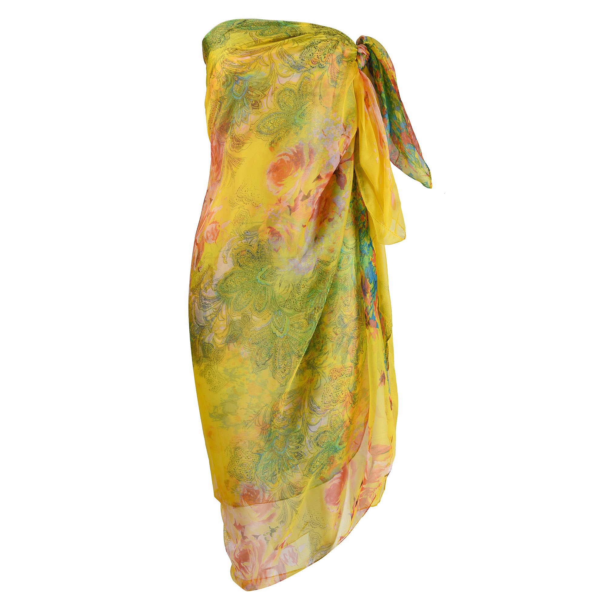 Makroyl Womens Sexy Bohemian Floral Beach Cover up Sarong Wrap Swimsuit Beachwear (Yellow (Flower))