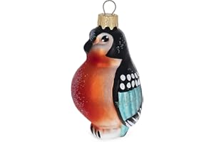 BESTPYSANKY Bullfinch Bird Glass Christmas Ornament