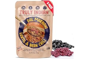 Truly Indian 6-Pack Spiced Lentil & Bean Chili (Dal Makhani) Authentic Traditional Ready to Eat Indian food 10oz - Made Fresh With Locally Grown Ingredients, Vegan, Microwaveable Meal