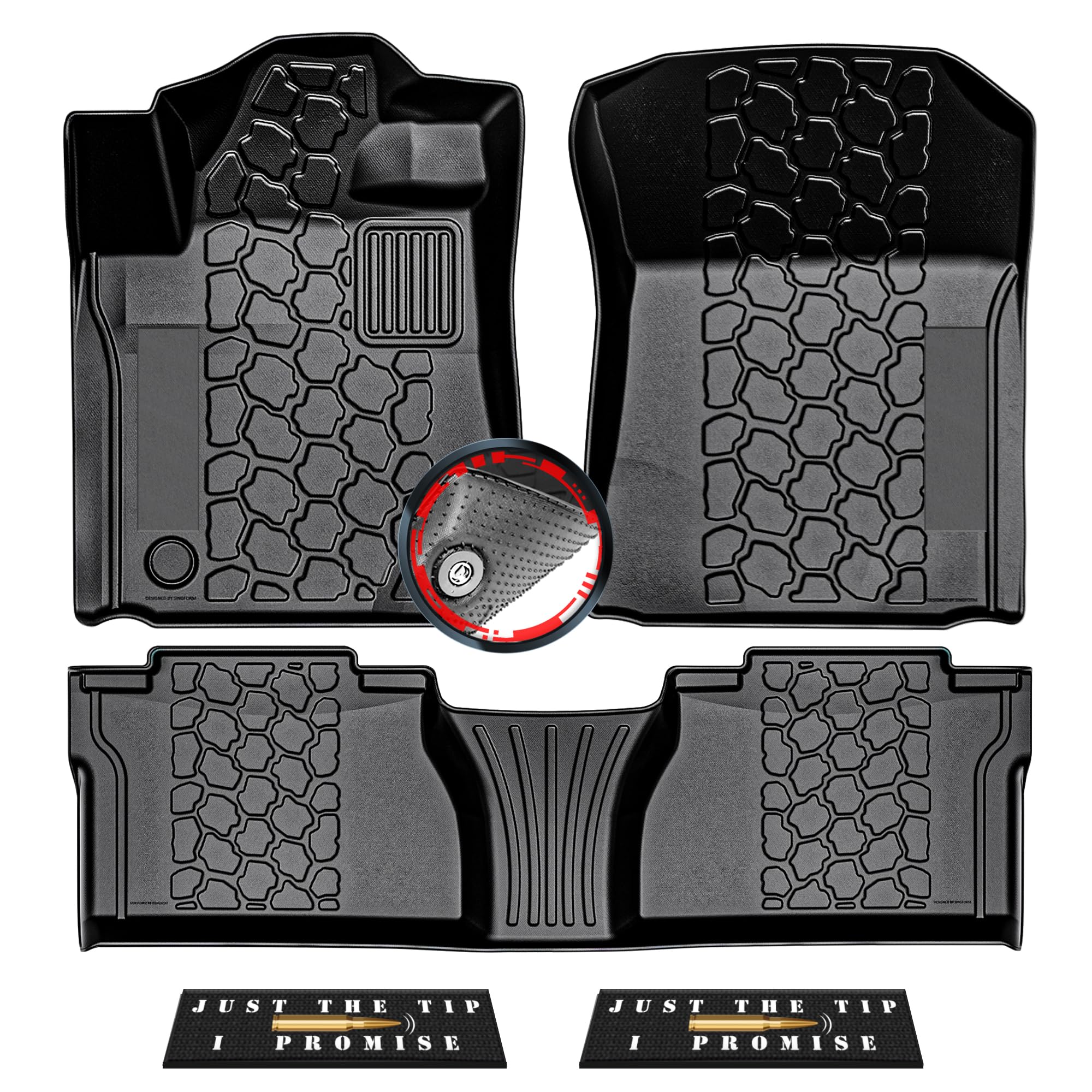 Anti-Slip 5Pcs Custom Floor Mats for 2014-2021 Toyota Tundra Double Cab & Crew Max Cab | All-Weather Truck Floor Liners w/Weather Strips | Car Carpet for Winter, Ski, Hunting, Camping