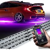 OPT7 Aura Pro RGB Aluminum Car Underglow Kit with App &amp; Remote Control | Waterproof Rigid Light Bars, Multicolor Music Sync Lighting, Neon Accent Underbody Lights, Exterior Car Gifts, 12V