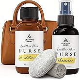 Leather Purse Cleaner & Conditioner Kit – 4pc Set with 4oz Cleaner, 4oz Conditioner, Microfiber Cloth & Applicator Sponge – Leather Bag & Handbag Care for Luxury Purses & Designer Bags