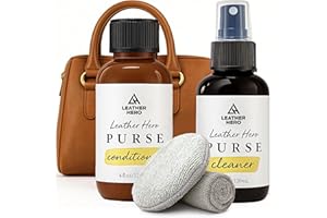 LEATHER HERO 4-in-1 Purse & Handbag Leather Cleaner & Conditioner Kit – Includes Leather Cream, Sponge & Microfiber Cloth – Restores, Softens & Protects Without Darkening, Safe for All Colors & Types
