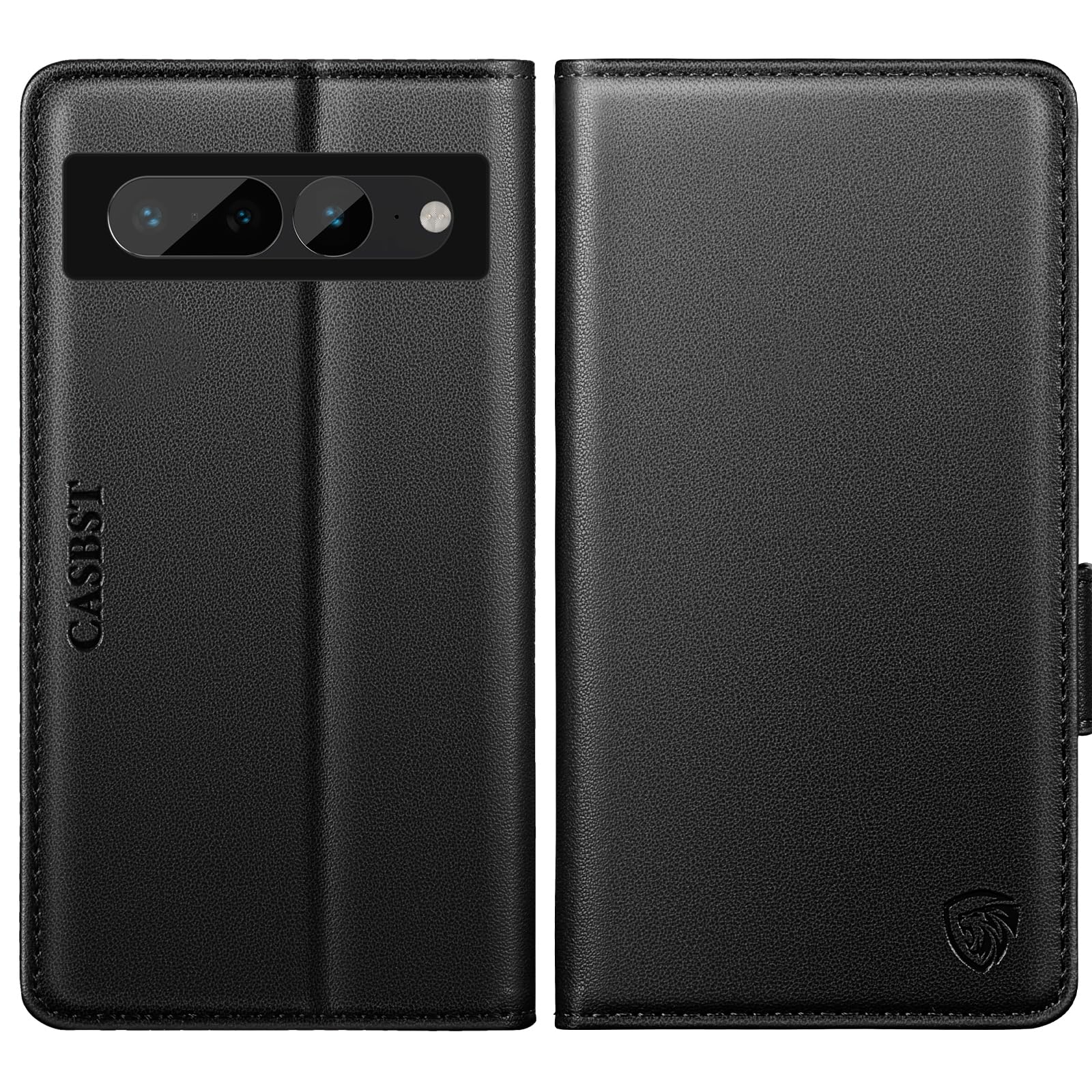 CASBST for Google Pixel 7 Pro Case, Kickstand Flip Leather Wallet Book Case with Card Slots Shockproof Magnetic Closure Protective Phone Case Cover Compatible with Google Pixel 7 Pro - Black