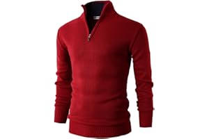 H2H Mens Quarter Zip Pullover Sweater Casual Slim Fit Polo Sweater