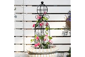 GOOOXIM Garden Obelisk Trellis for Climbing Plants - 27.1" x 7.8" -Durable Metal Design, Rust-Proof, Ideal for Indoor & Outdoor Use, Perfect for Roses, Topiaries, and Garden Decor