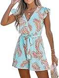 CUPSHE Women's Romper Tropical Flutter Sleeve Boho