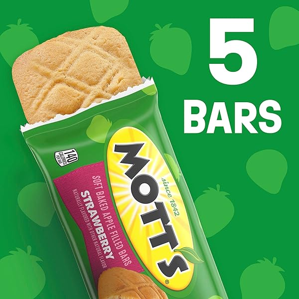 MOTT’S SOFT BAKED APPLE FILLED BARS, STRAWBERRY FLAVOR SNACKS, MADE WITH REAL FRUIT, 5 CT, 6.55 OZ