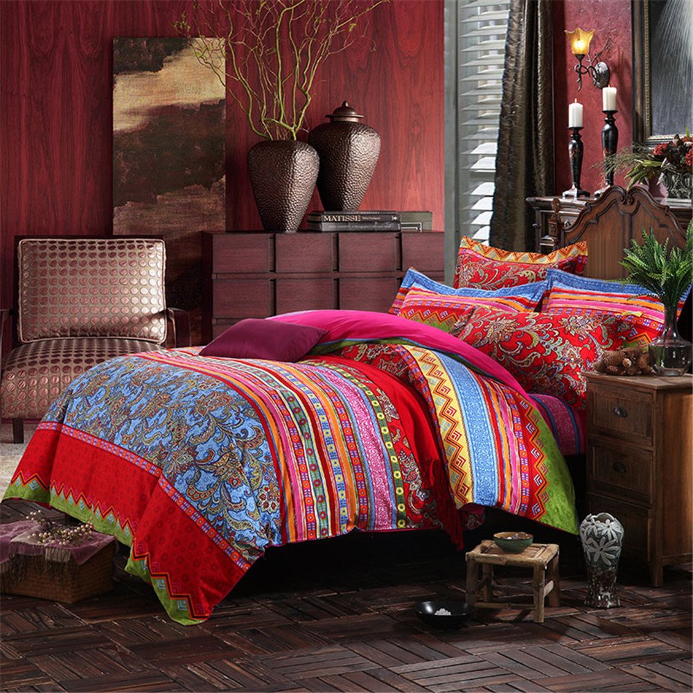 Abreeze Colorful Exotic Bohemian Duvet Covers Boho Bedding Set Twin