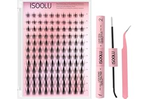 ISOOLU Fairy Lash Clusters Manga Individual Lashes C Curl Wispy Eyelash Clusters WideSpan Eyelash Extension Kit with Lash Bond and Seal Wet-Look Spiky Cluster Lashes (Fairy Kit)